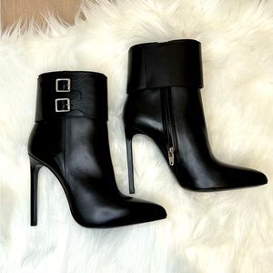 Saint Laurent Black Leather Janis Cuff Boots 37 BNIB!